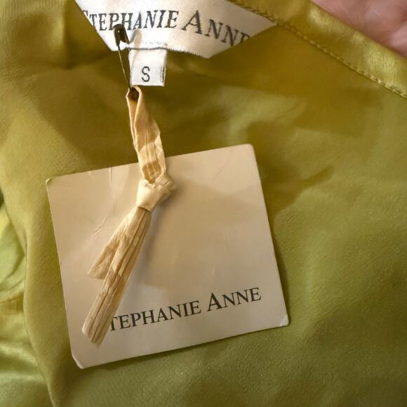 Stephanie Anne Luxury 100% Silk Slip Dress, Chartreuse Green, Small NWT - Picture 6 of 7